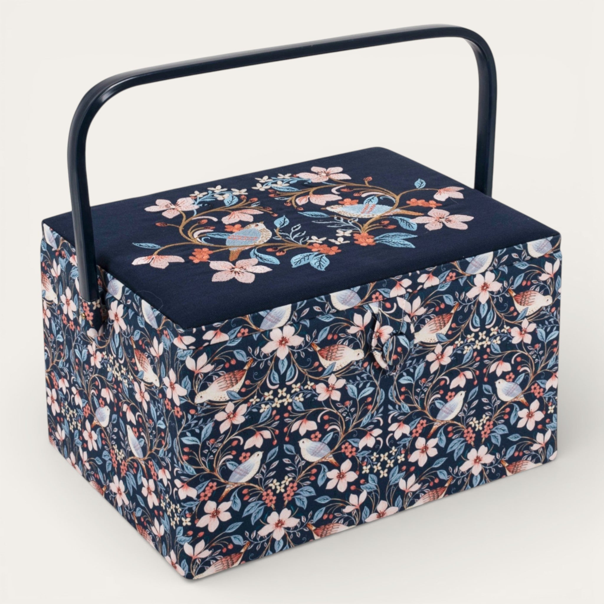 Blossom Birds Sewing Box with Embroidered Lid – Optional Sewing Accessory Kit