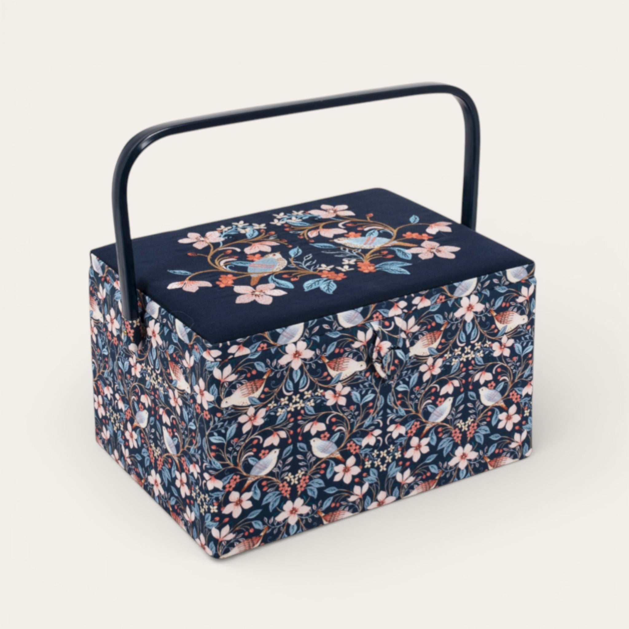 Blossom Birds Sewing Box with Embroidered Lid – Optional Sewing Accessory Kit