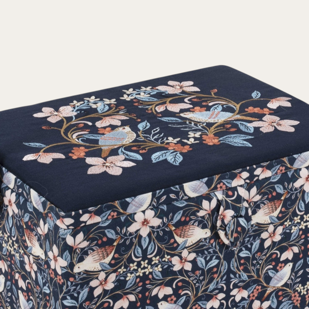 Blossom Birds Sewing Box with Embroidered Lid – Optional Sewing Accessory Kit