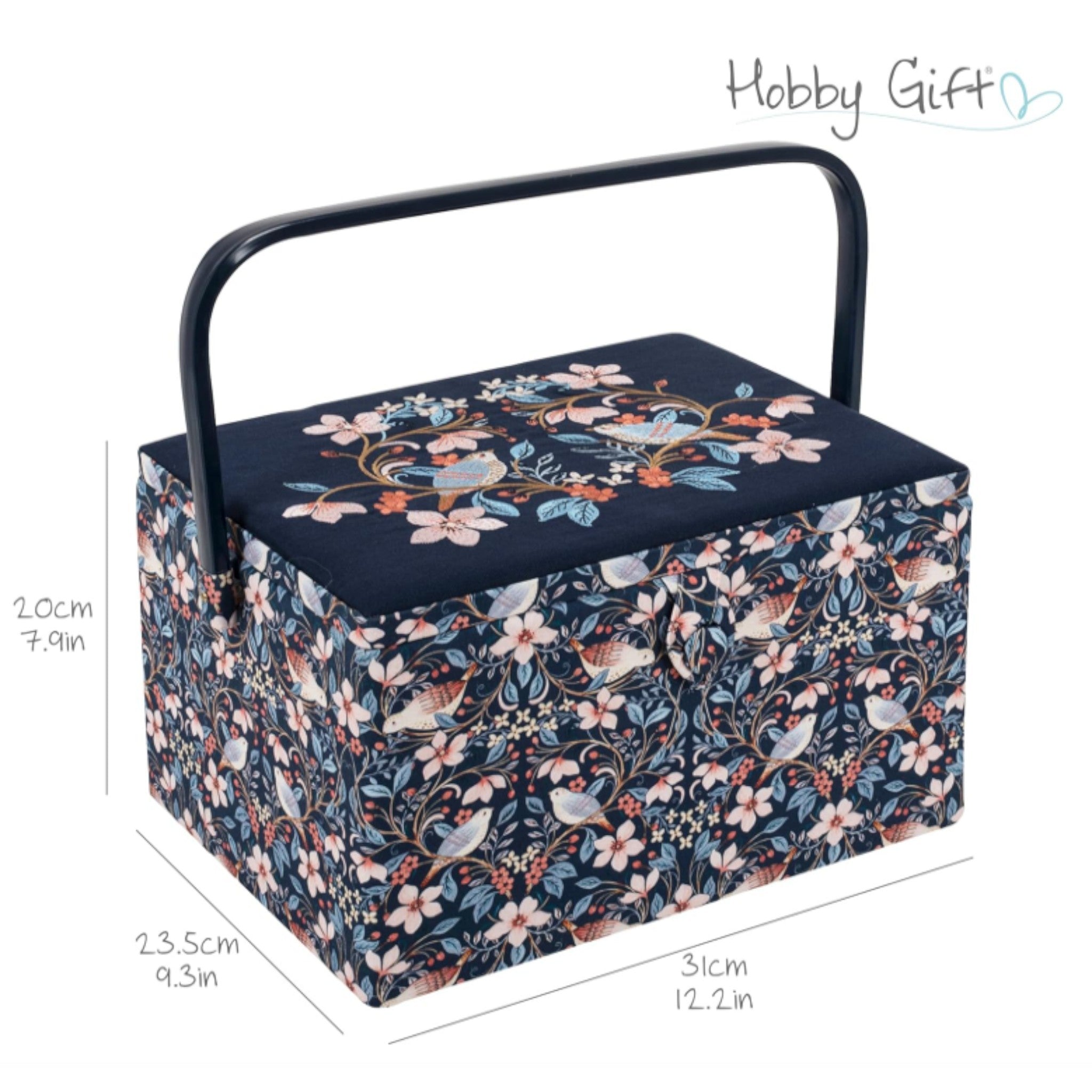 Blossom Birds Sewing Box with Embroidered Lid – Optional Sewing Accessory Kit