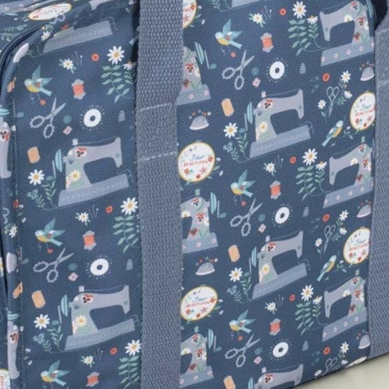 All in One Project Bag. Craft Tote in a Blue Sewing Machines Design
