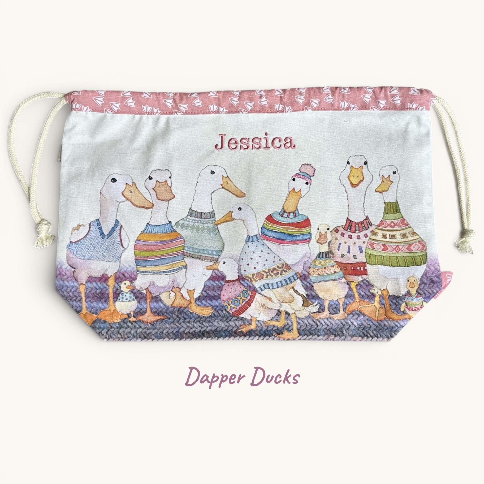 Personalised Emma Ball Drawstring Bags, Knitting & Crochet Projects and Yarn Storage. Knitting Gifts