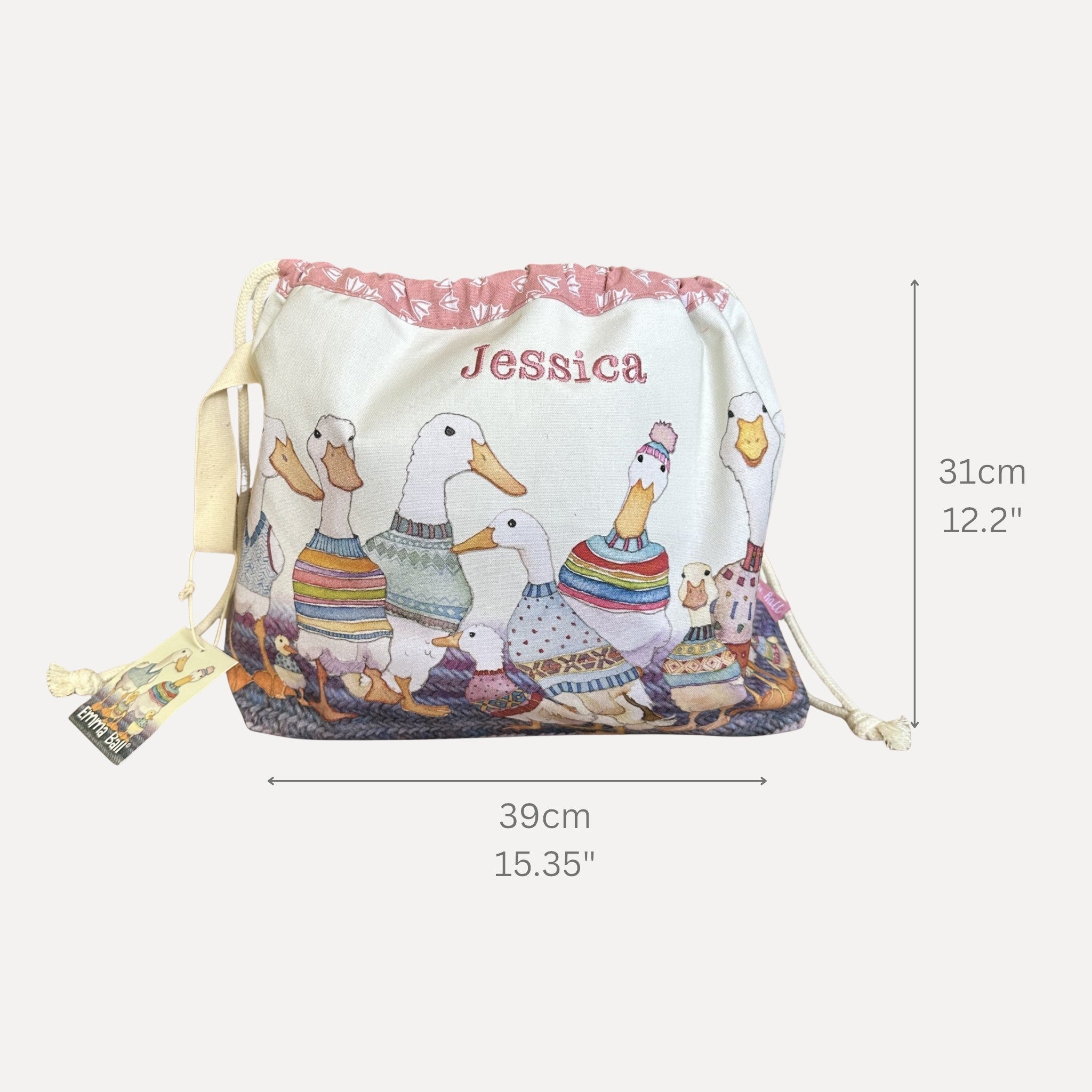 Personalised Emma Ball Drawstring Bags, Knitting & Crochet Projects and Yarn Storage. Knitting Gifts