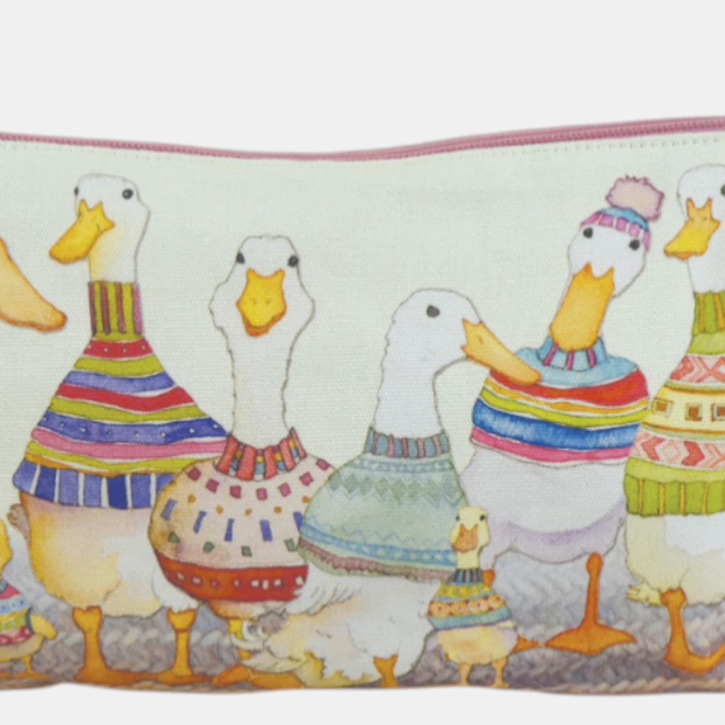 Zipped Pouch - Dapper Ducks by Emma Ball. Craft Storage case