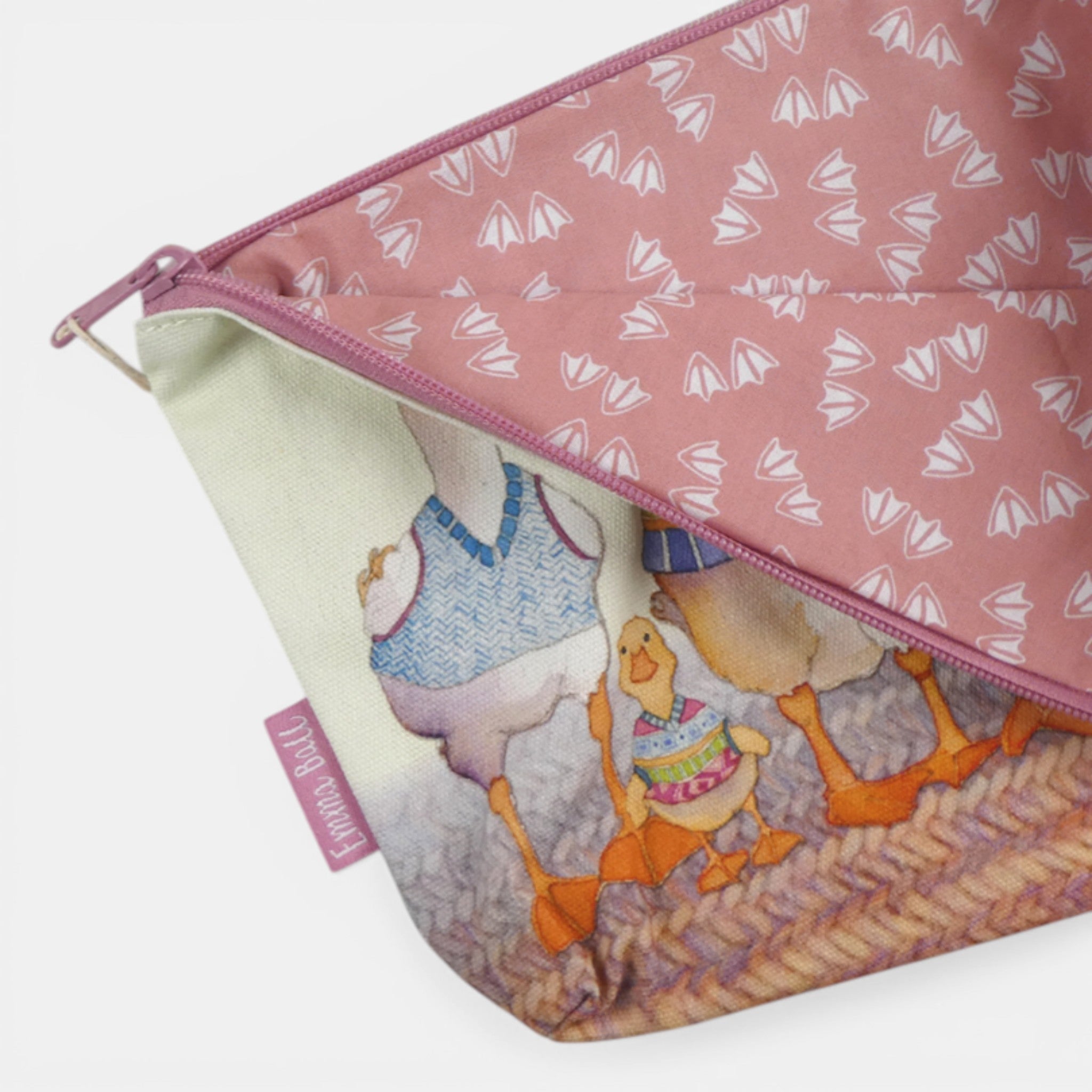 Zipped Pouch - Dapper Ducks by Emma Ball. Craft Storage case