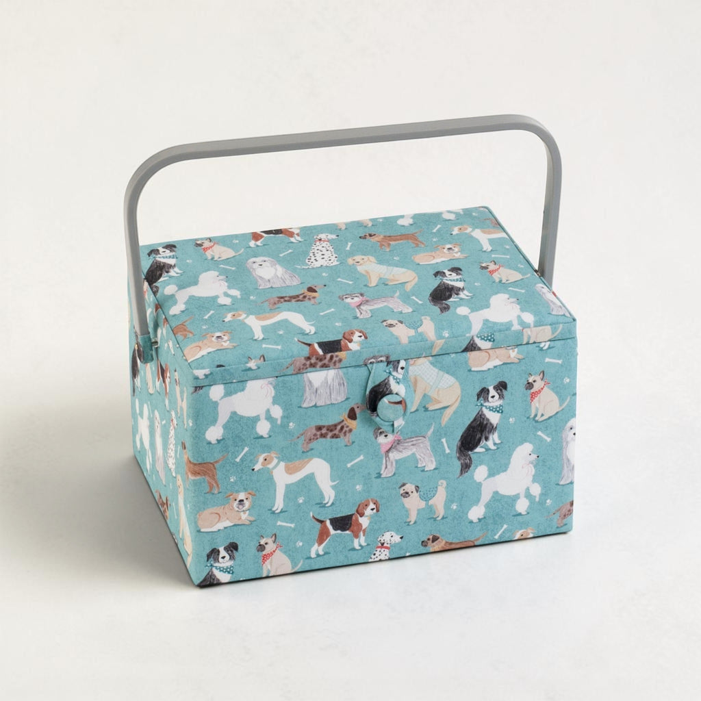 SEWING BASKET Dogs Design Large Size with a Premium Quality Sewing Kit