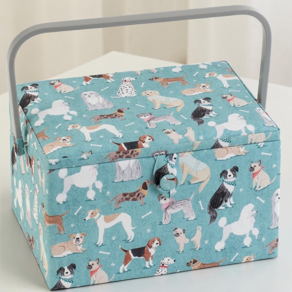 SEWING BASKET Dogs Design Large Size with a Premium Quality Sewing Kit