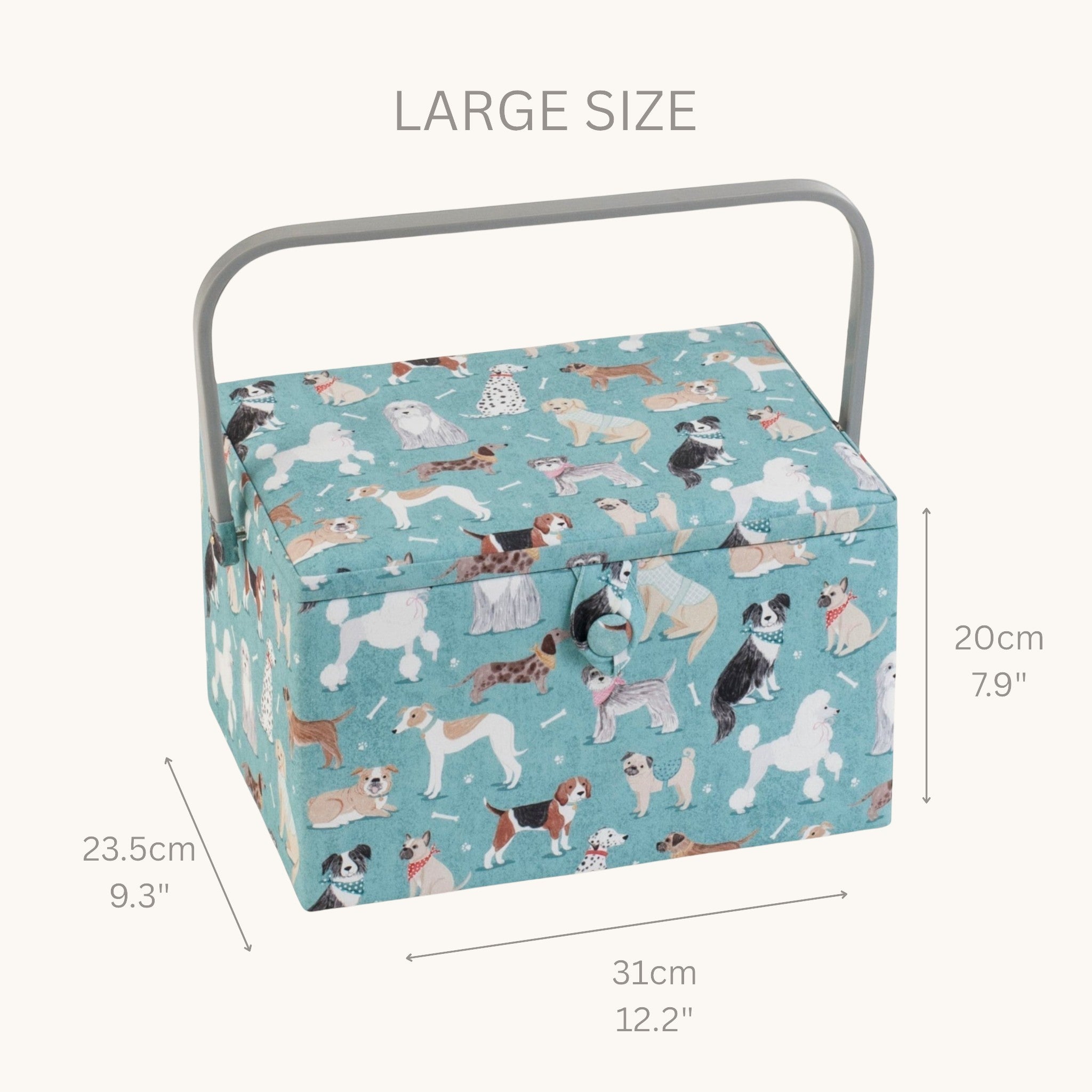 Large Dogs Sewing Basket. Dog Print Sewing Box. Craft Storage