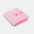 Pink Gingham Needle Case, Cherry Embroidery, Felt Sewing Holder, Cottagecore Accessory