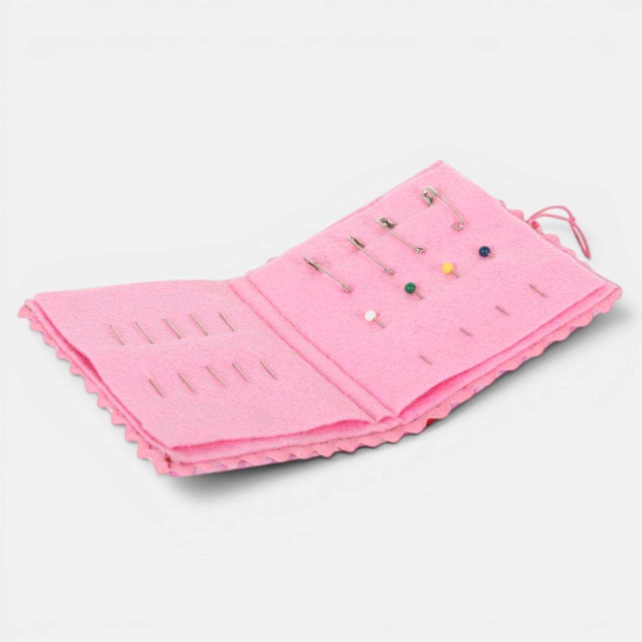 Pink Gingham Needle Case, Cherry Embroidery, Felt Sewing Holder, Cottagecore Accessory