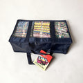 Large Fat Quarter Storage Bag. Navy Fabric Organiser with Clear Lid