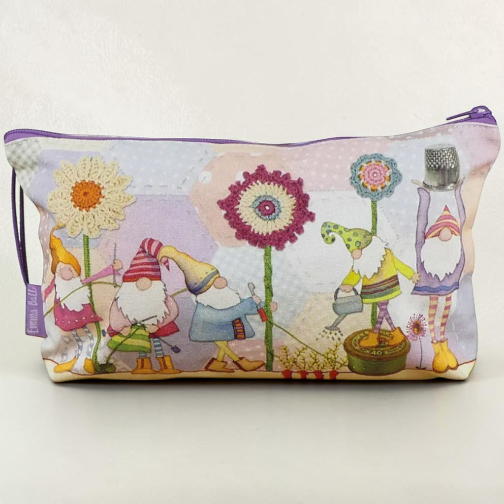Crafting Gnomes Zipped Pouch, Sewing Knitting Storage Bag
