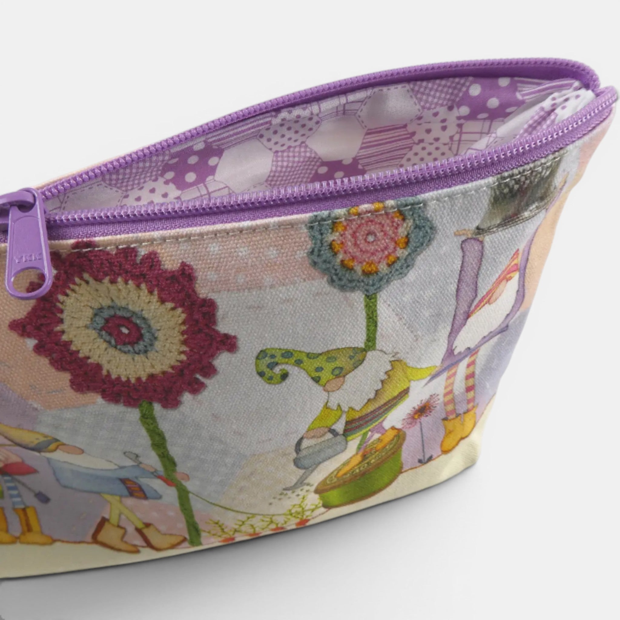 Crafting Gnomes Zipped Pouch, Sewing Knitting Storage Bag