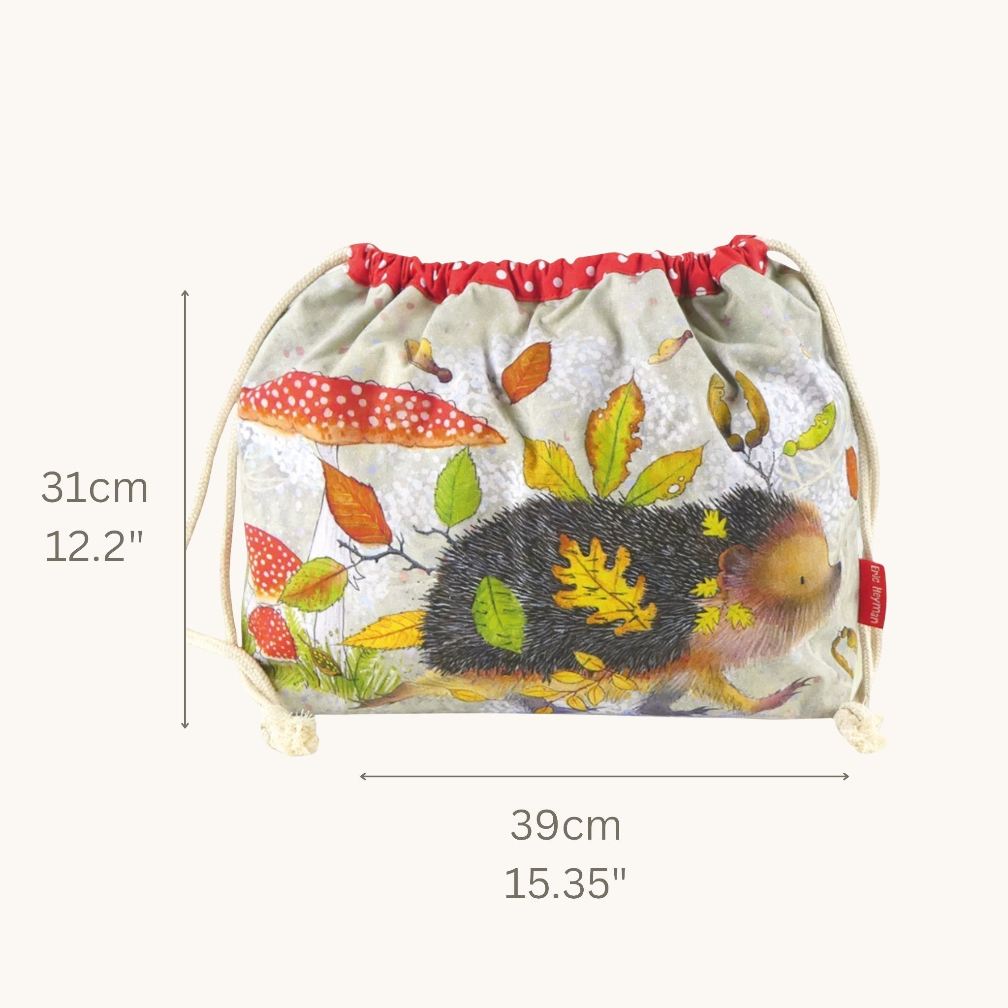 Emma Ball Hedgehog Drawstring Bag. Knitting & Crochet Project Storage