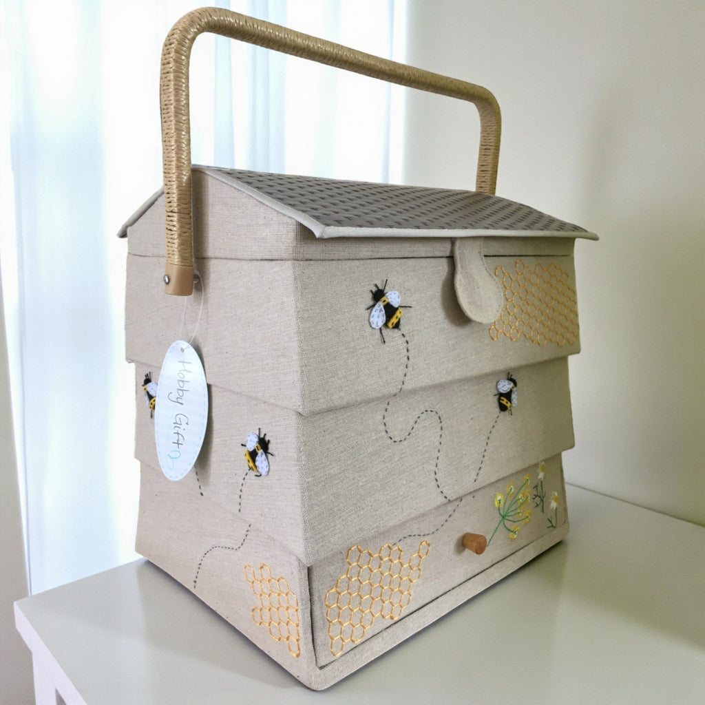 Large Bee Hive Sewing Basket & Pin Cushion Set