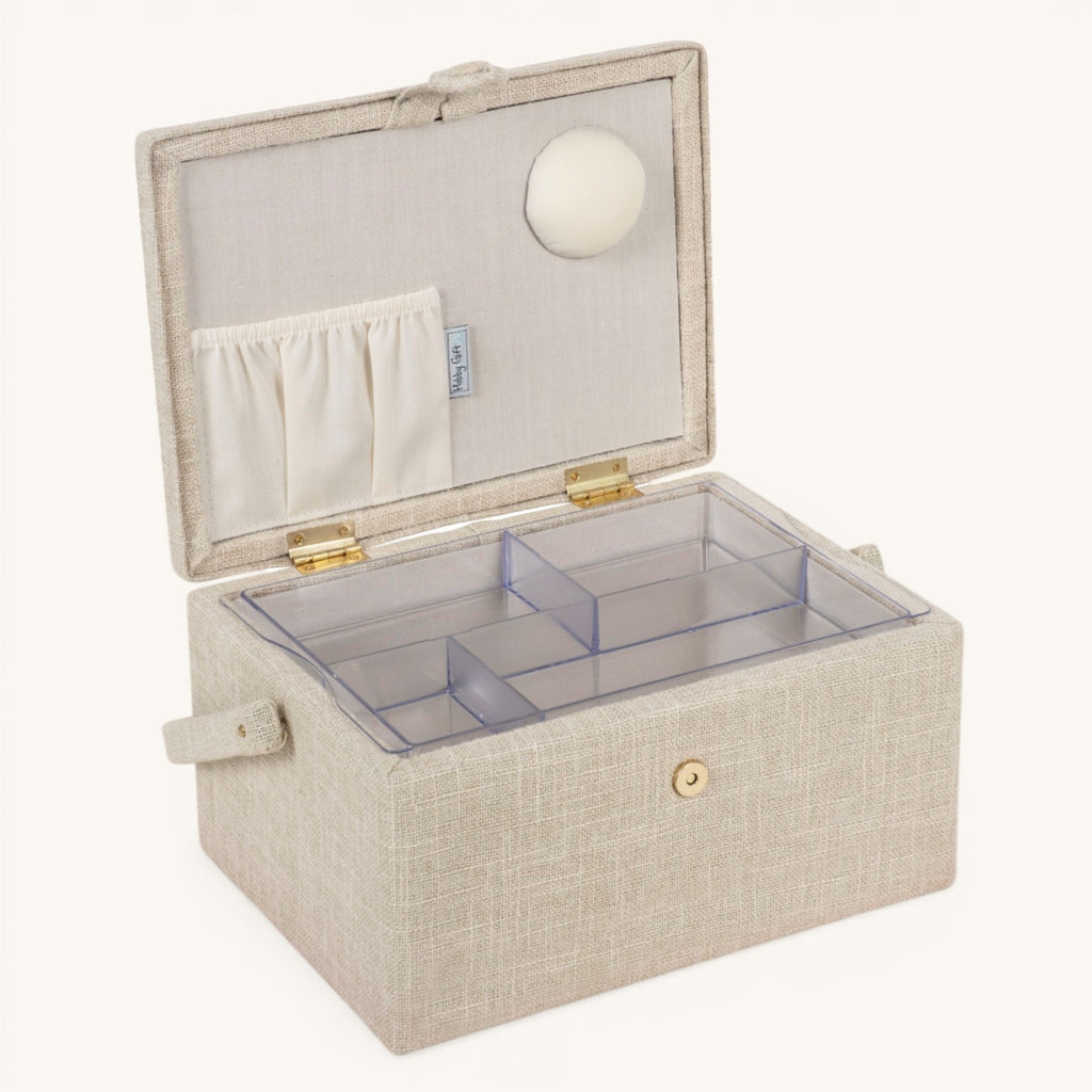 Sewing Basket Hydrangea Design with Embroidered Lid  and optional Sewing Kit