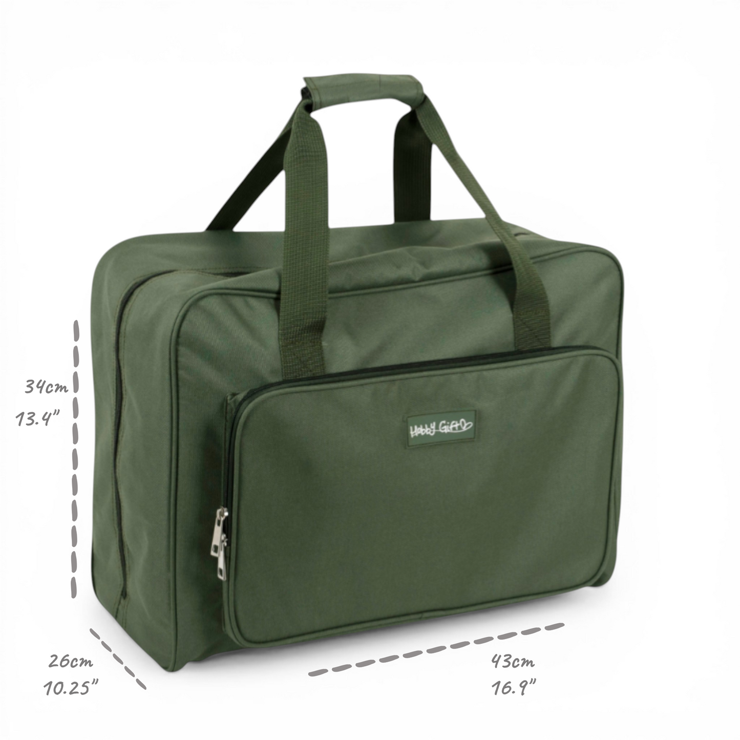 Khaki Sewing Machine Carry Case Bag – Padded Storage with Front Pocket – Heavy Duty Polyester