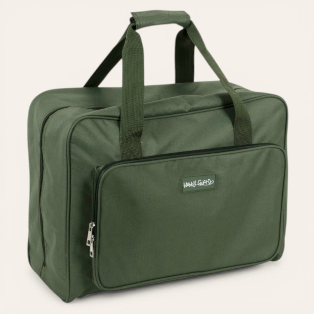 Khaki Sewing Machine Carry Case Bag – Padded Storage with Front Pocket – Heavy Duty Polyester