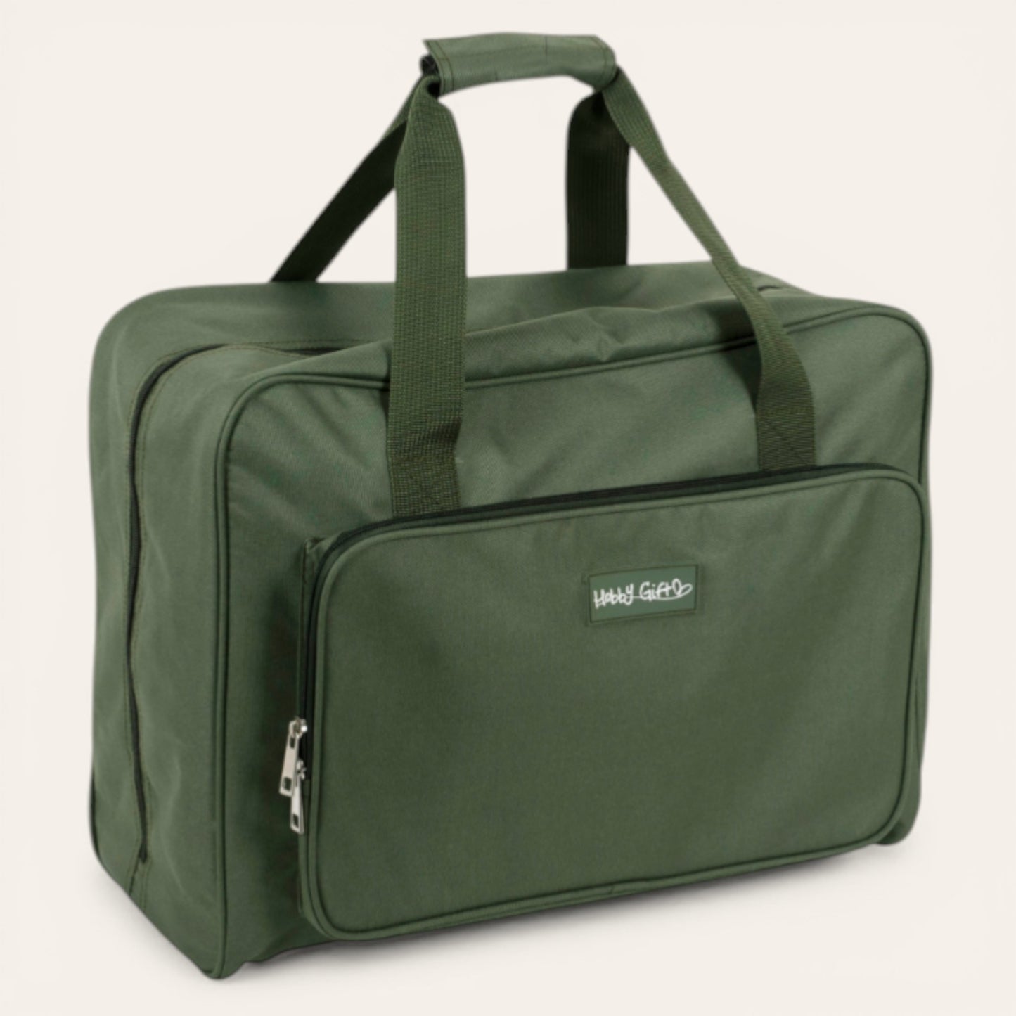 Khaki Sewing Machine Carry Case Bag – Padded Storage with Front Pocket – Heavy Duty Polyester