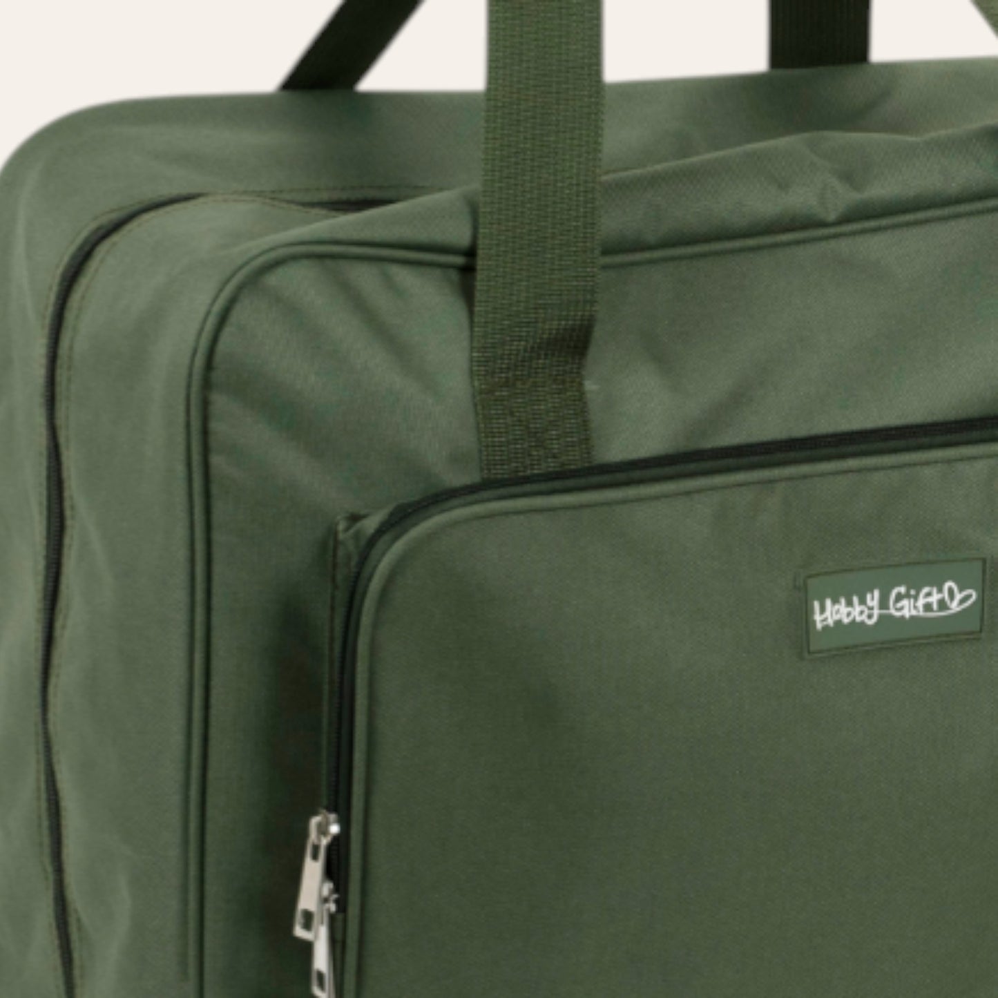 Khaki Sewing Machine Carry Case Bag – Padded Storage with Front Pocket – Heavy Duty Polyester