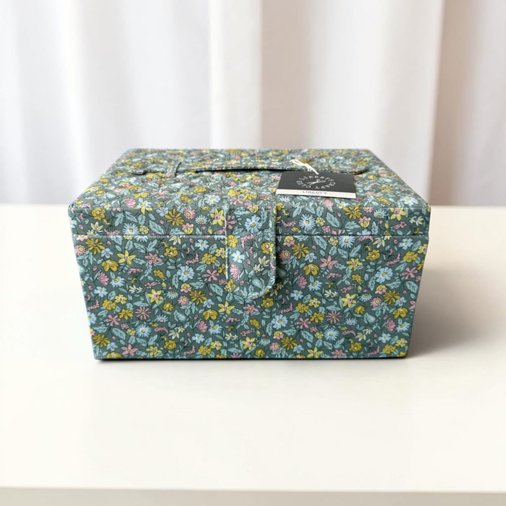 Liberty Print Sewing Box: Floral Cotton, Quilted Lid