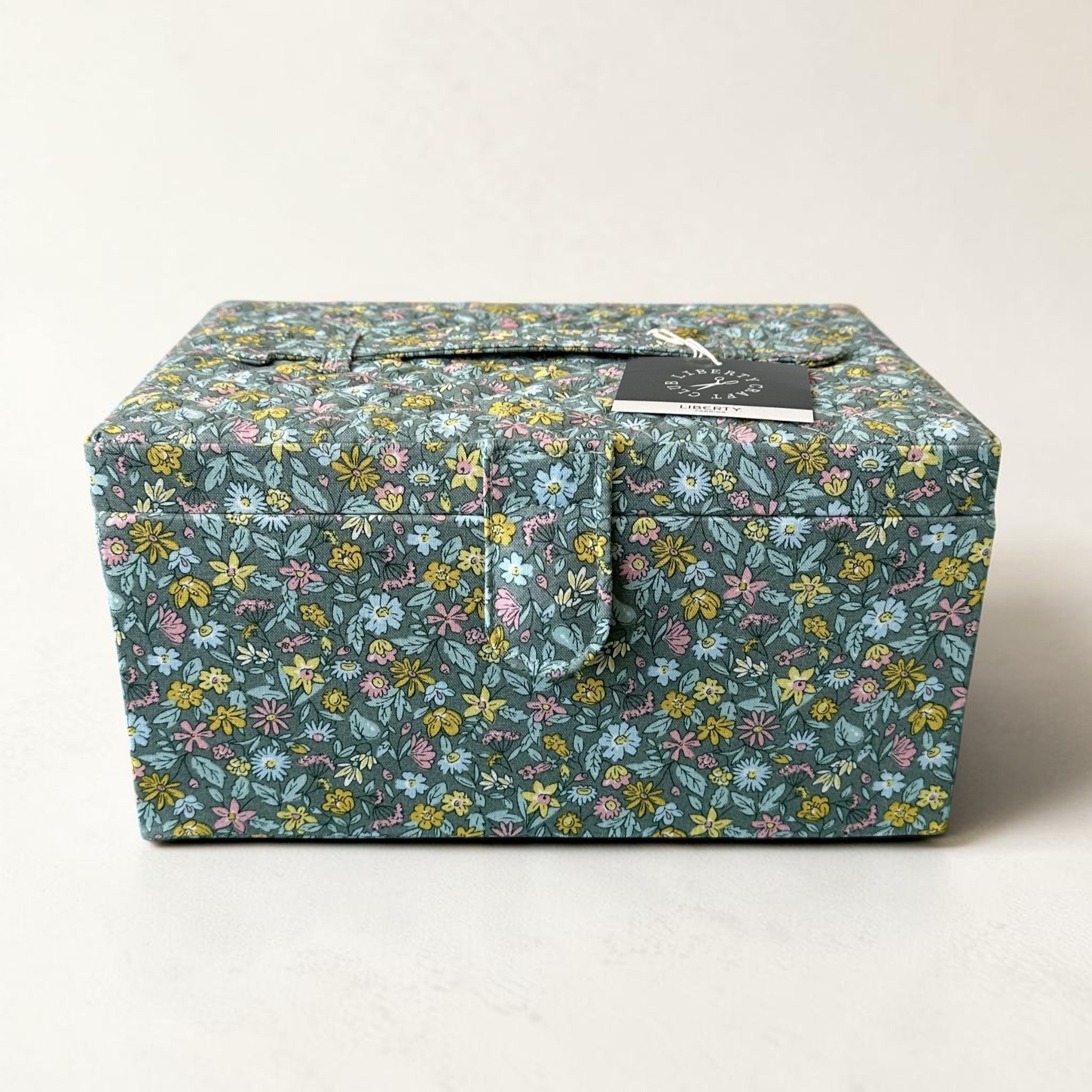 Liberty Print Sewing Box: Floral Cotton, Quilted Lid