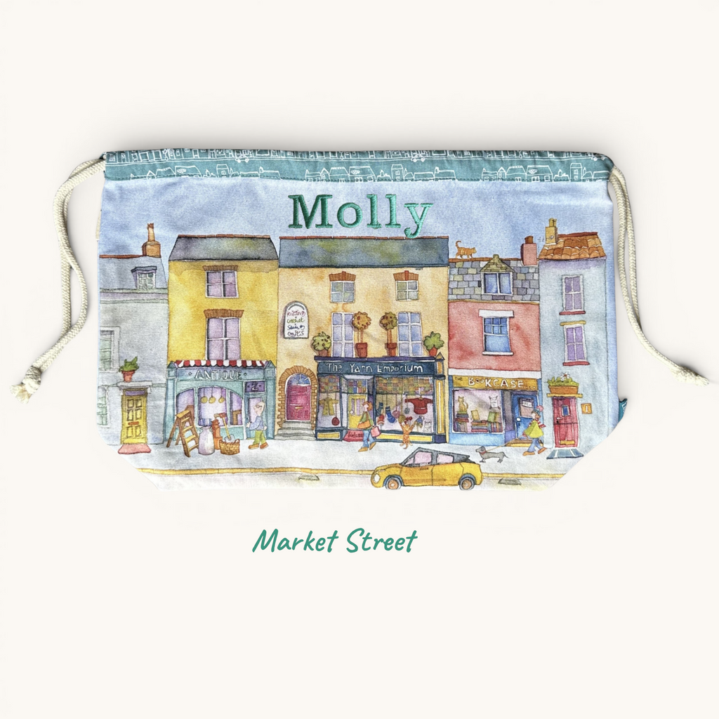 Personalised Emma Ball Drawstring Bags, Knitting & Crochet Projects and Yarn Storage. Knitting Gifts