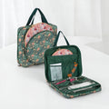Craft Storage Bag with Hoop Pocket, Morris Green Embroidery Project Bag, Cross Stitch Organizer