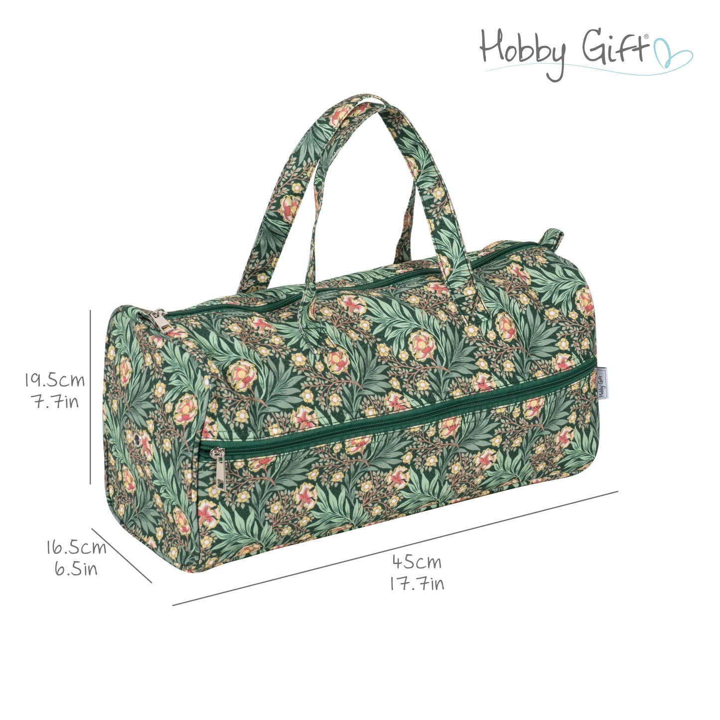 Morris Green Knitting Bag – Cotton Yarn Storage with Zip Pocket & Handles