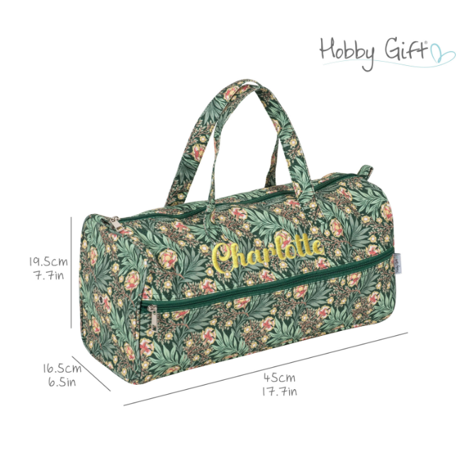 Personalised Morris Green Knitting Bag – Cotton Yarn Storage with Zip Pocket & Handles