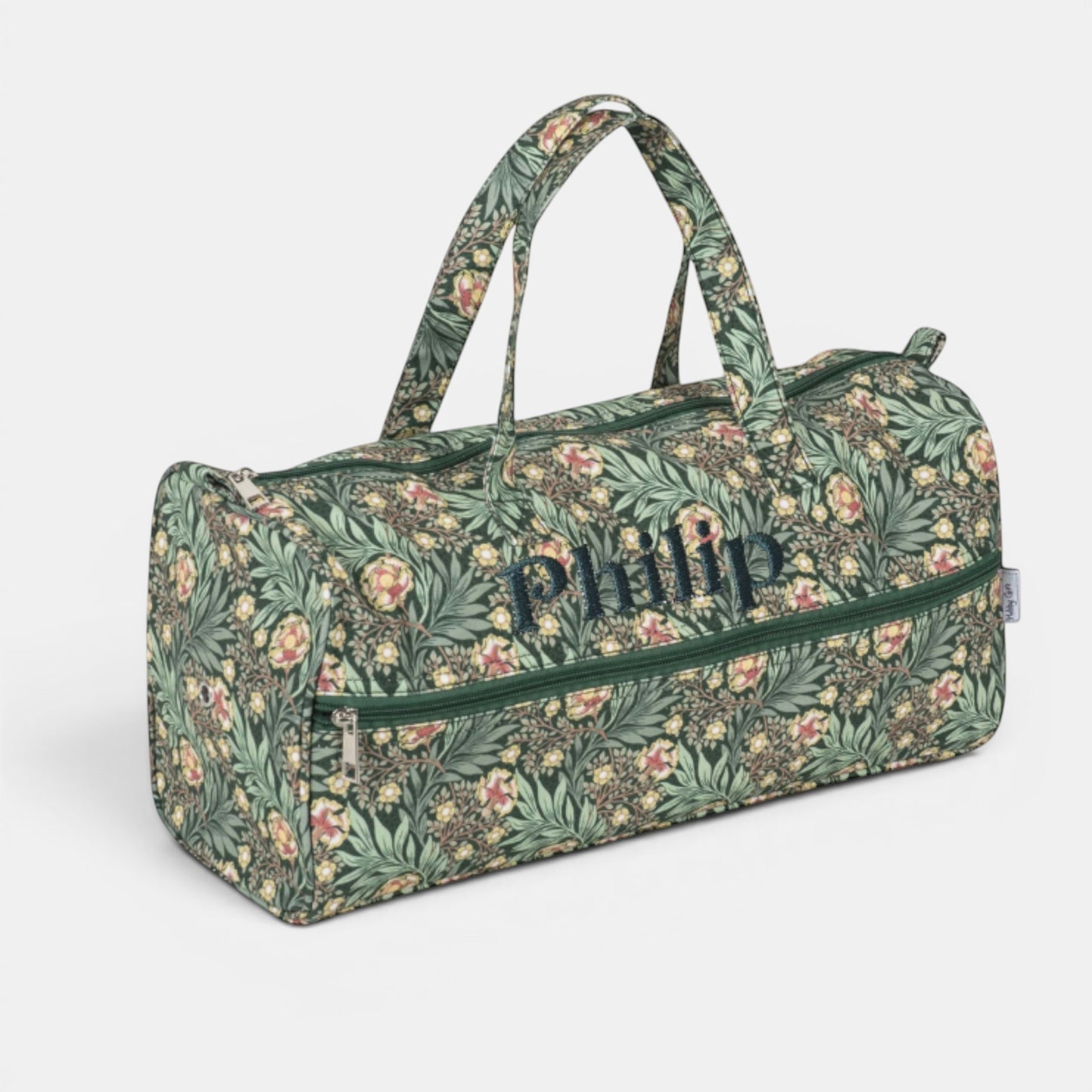Personalised Morris Green Knitting Bag – Cotton Yarn Storage with Zip Pocket & Handles