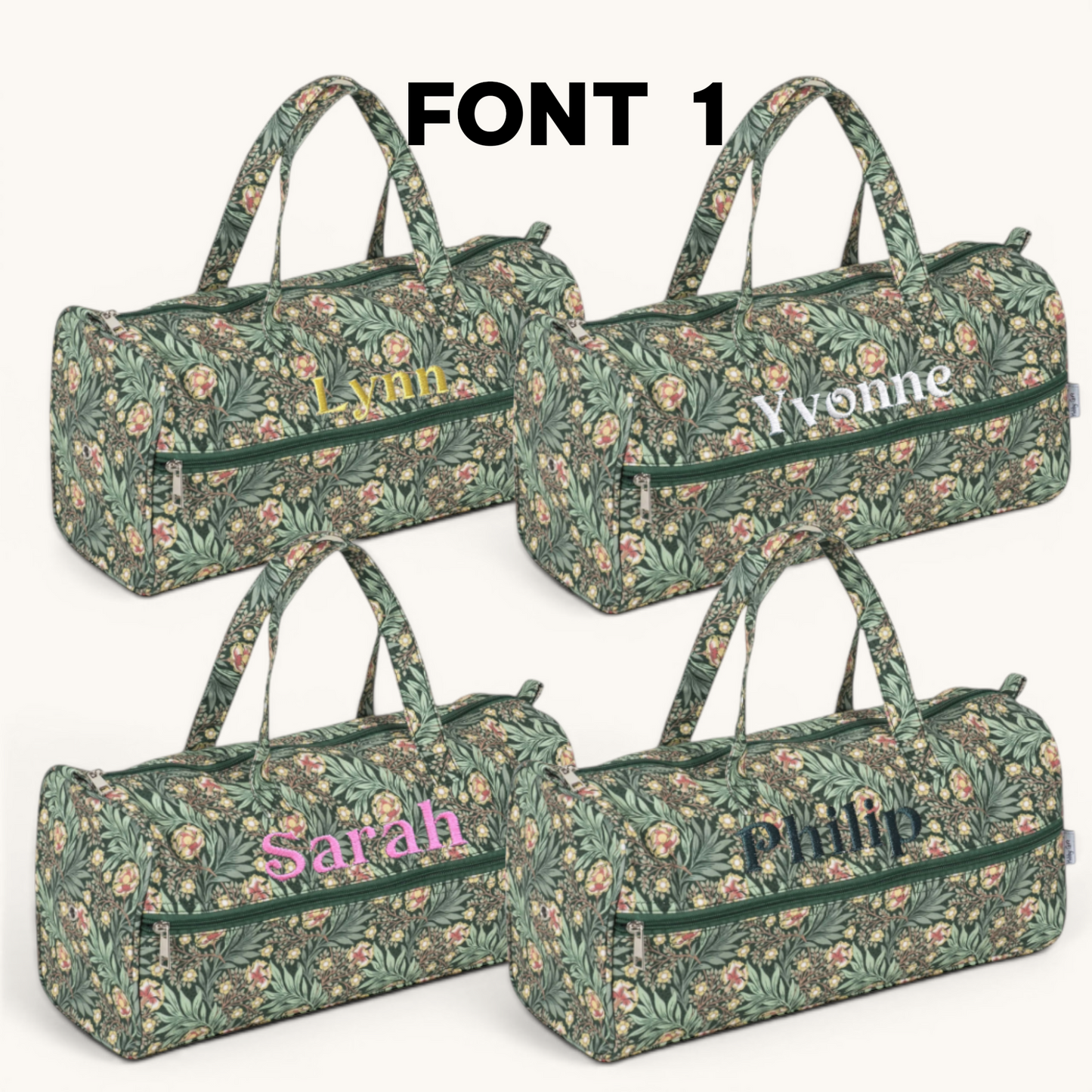 Personalised Morris Green Knitting Bag – Cotton Yarn Storage with Zip Pocket & Handles