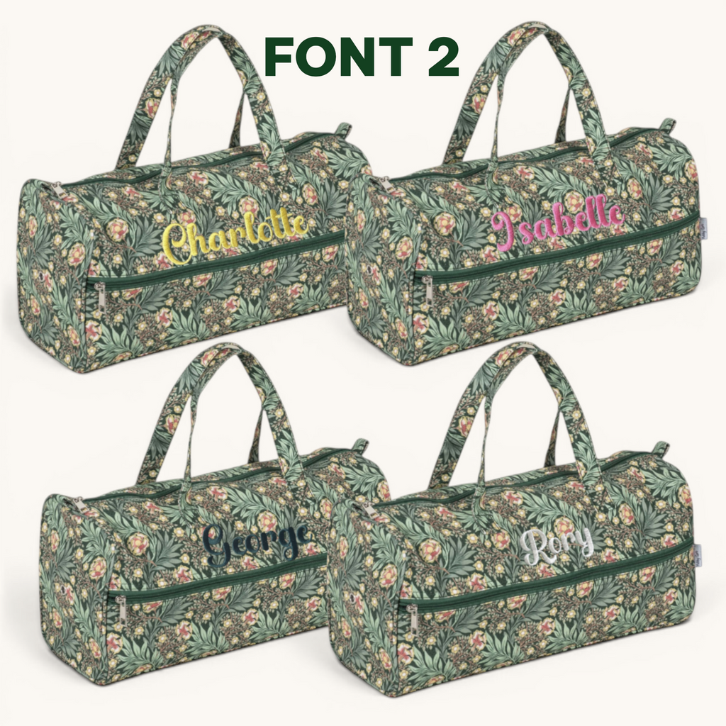 Personalised Morris Green Knitting Bag – Cotton Yarn Storage with Zip Pocket & Handles
