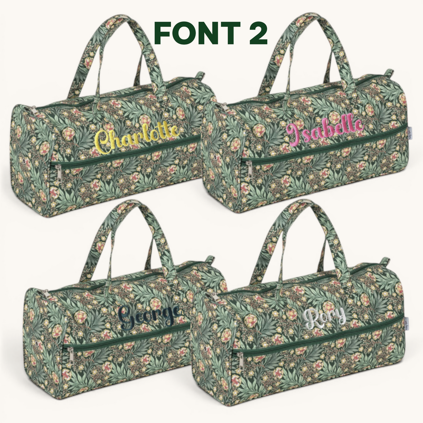Personalised Morris Green Knitting Bag – Cotton Yarn Storage with Zip Pocket & Handles
