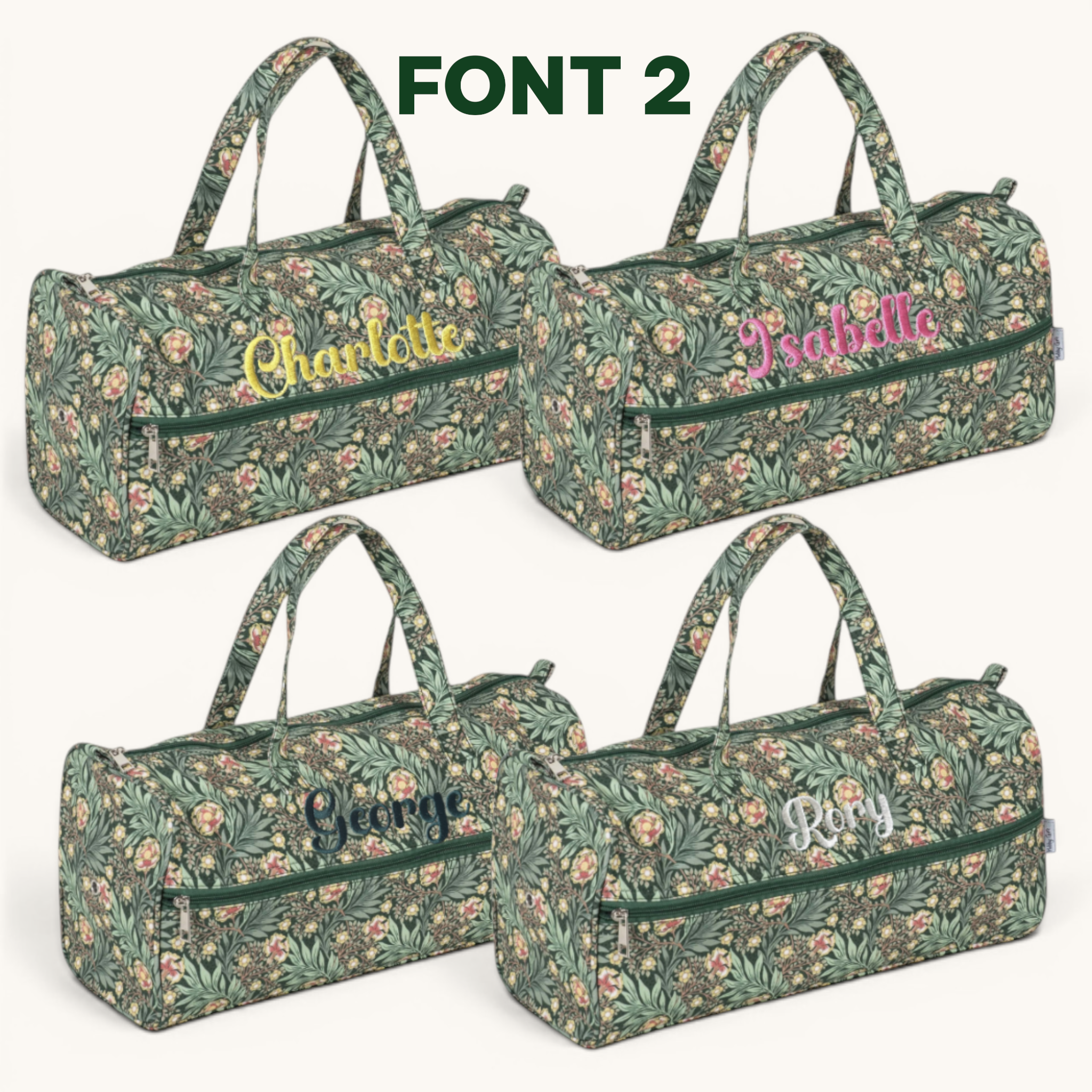 Personalised Morris Green Knitting Bag – Cotton Yarn Storage with Zip Pocket & Handles