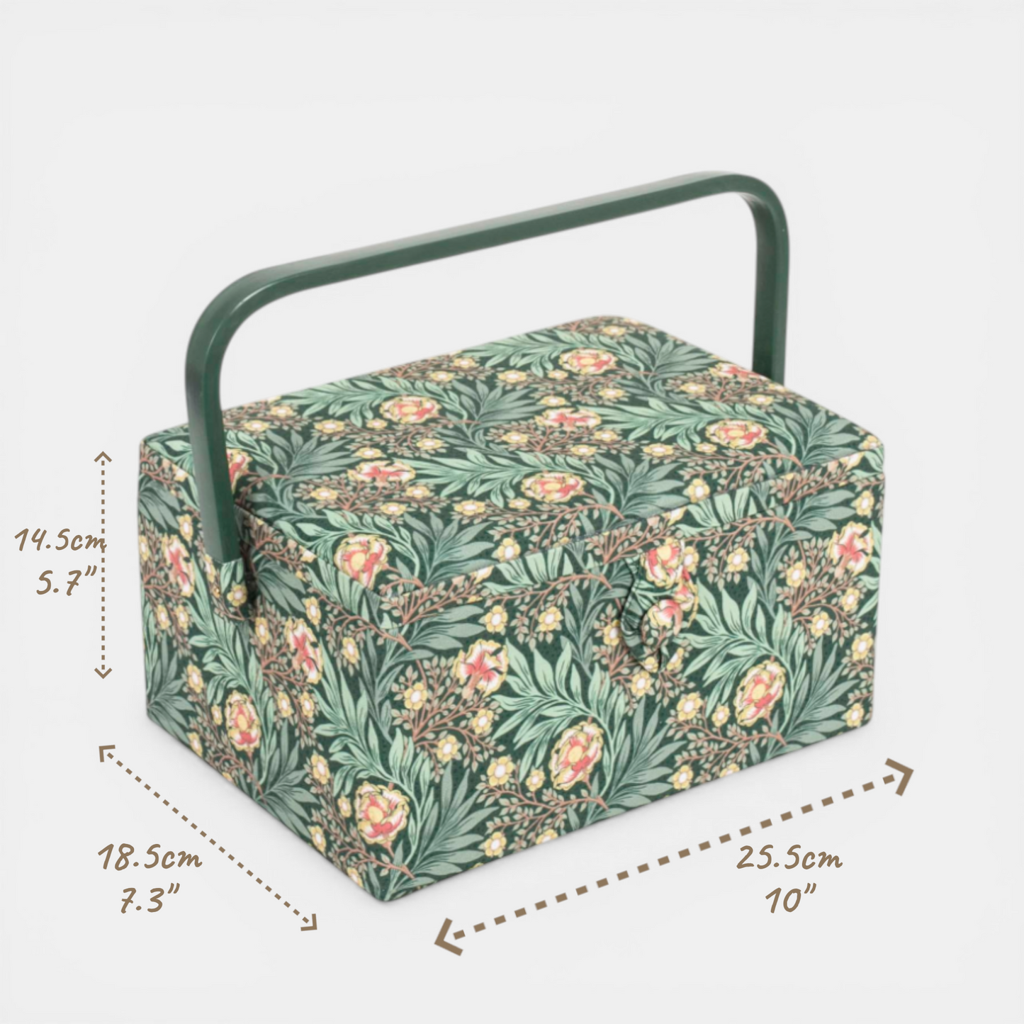 Sewing Box Morris Green Design – Floral Cotton Sewing Storage with Optional Accessory Kit