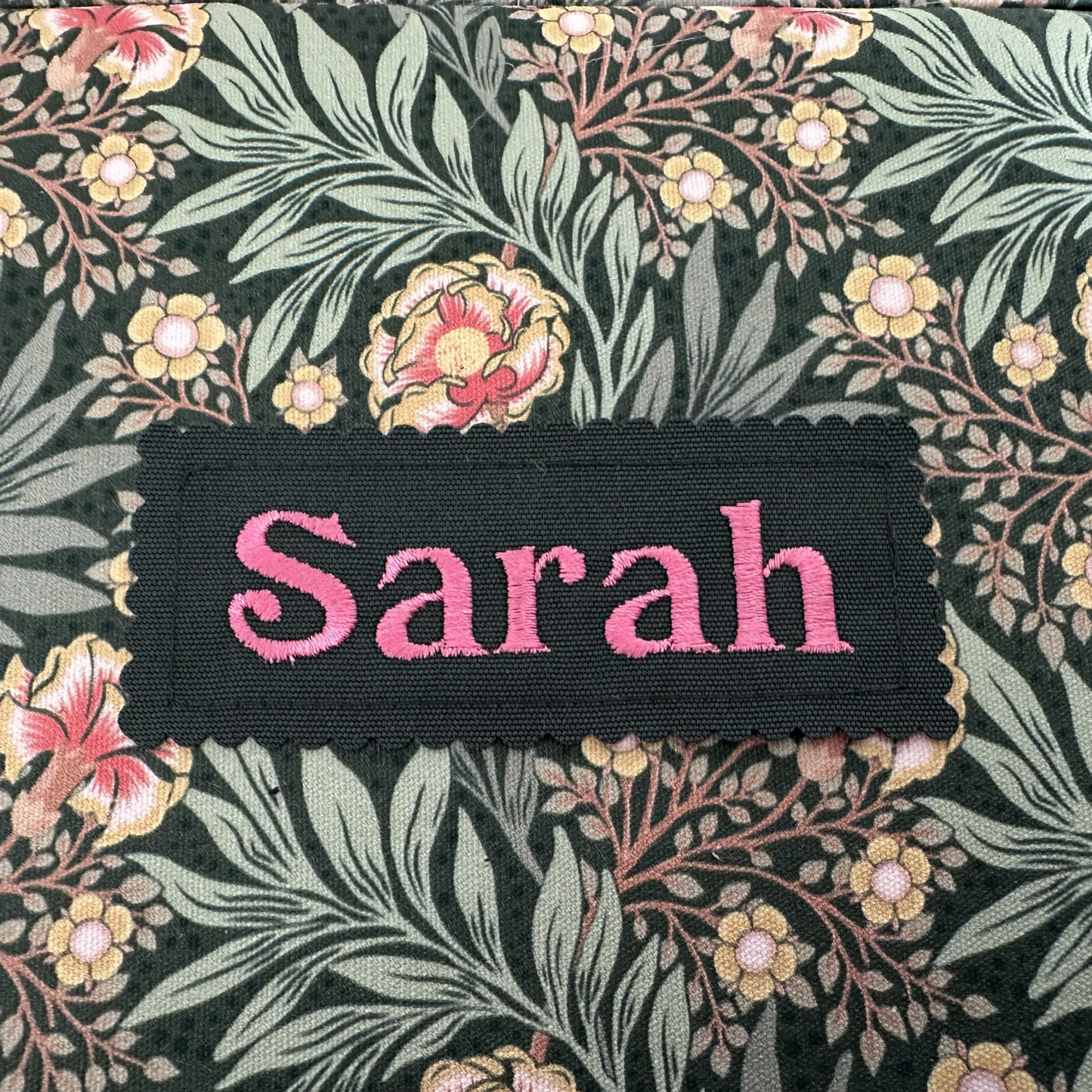 Personalised William Morris Style Sewing Box. Embroidered Floral Sewing Basket