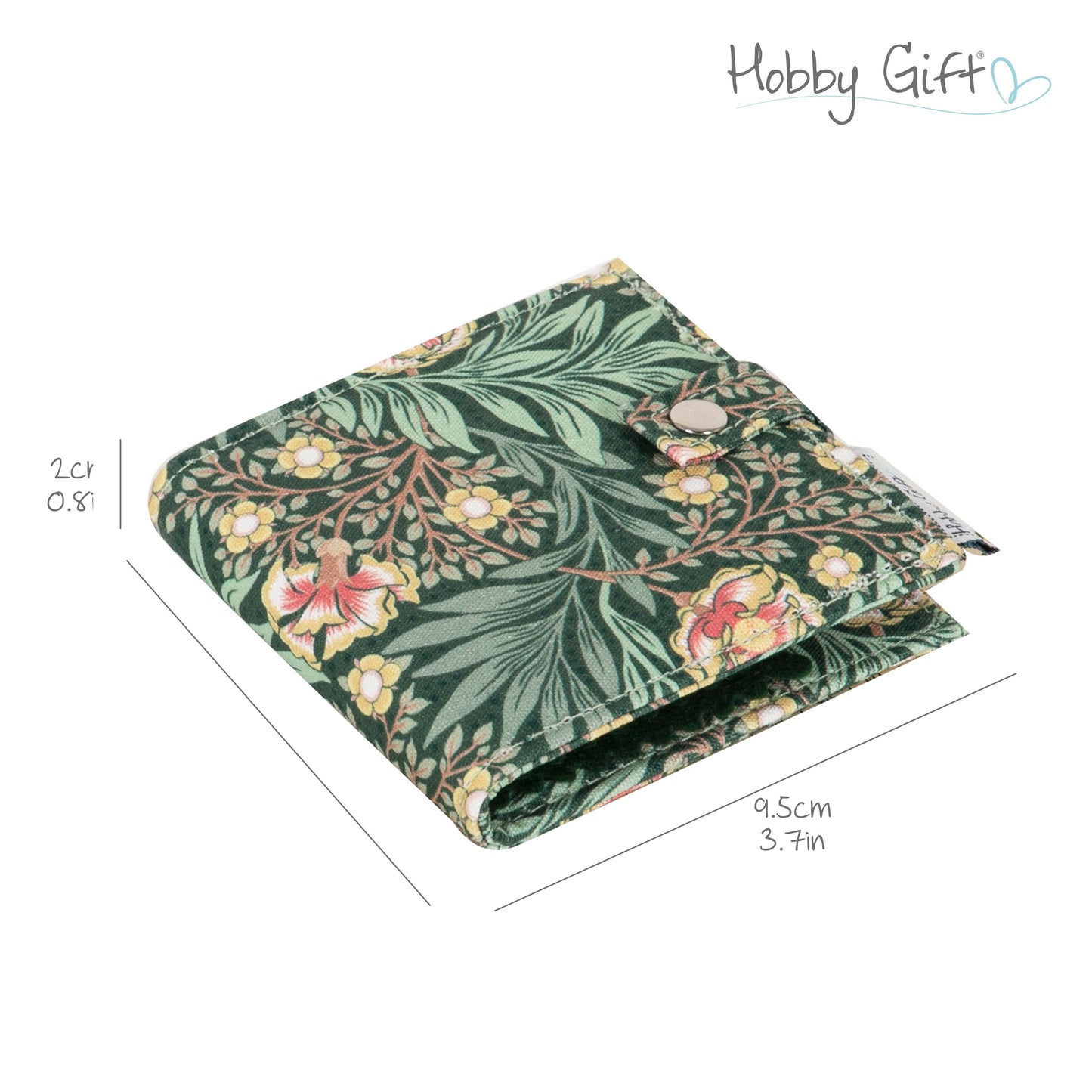 Morris Green Needle Case with Scissors, Pins & Needles. Green Floral Fabric