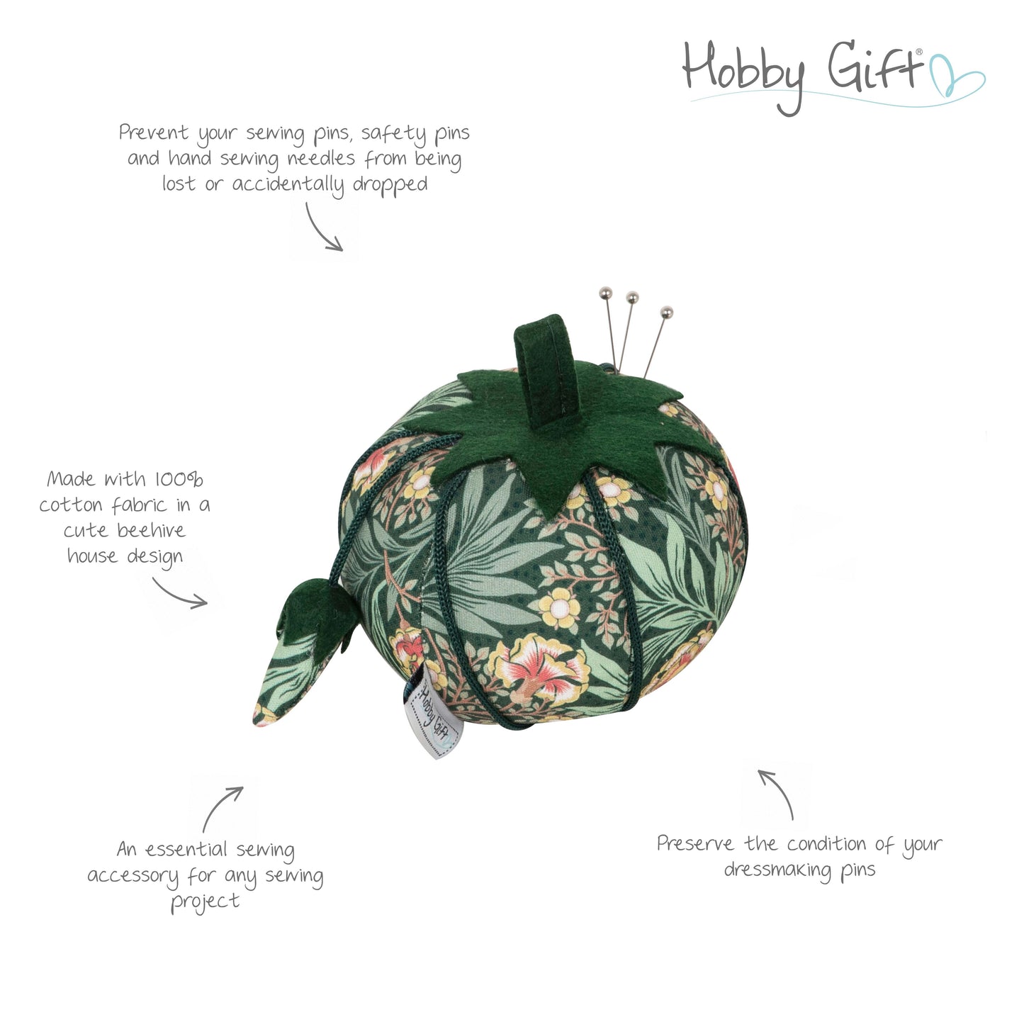 Morris Green Tomato Pincushion Floral Sewing Pin Cushion