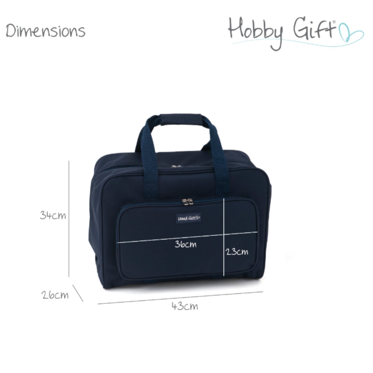 Navy Sewing Machine Carry Case Bag – Padded Storage with Front Pocket – Heavy Duty Polyester