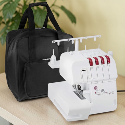 Black Overlocker Bag – Durable Sewing Machine Storage Case with Pocket & Trolley Sleeve