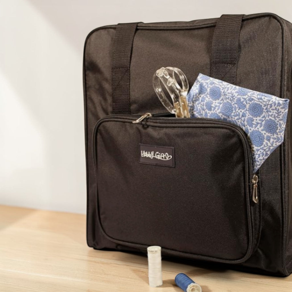 Black Overlocker Bag – Durable Sewing Machine Storage Case with Pocket & Trolley Sleeve