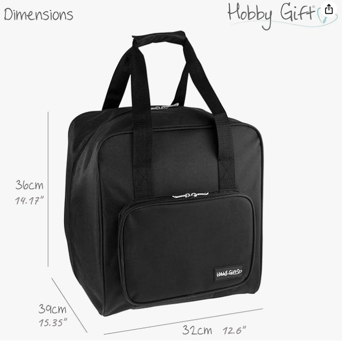 Black Overlocker Bag – Durable Sewing Machine Storage Case with Pocket & Trolley Sleeve