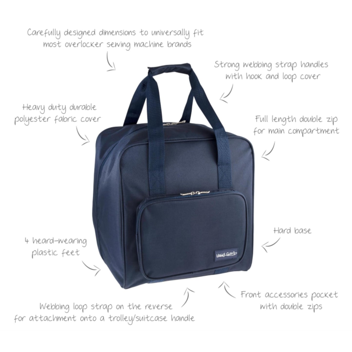 Navy Overlocker Bag – Durable Sewing Machine Storage Case with Pocket & Trolley Sleeve (Copy)