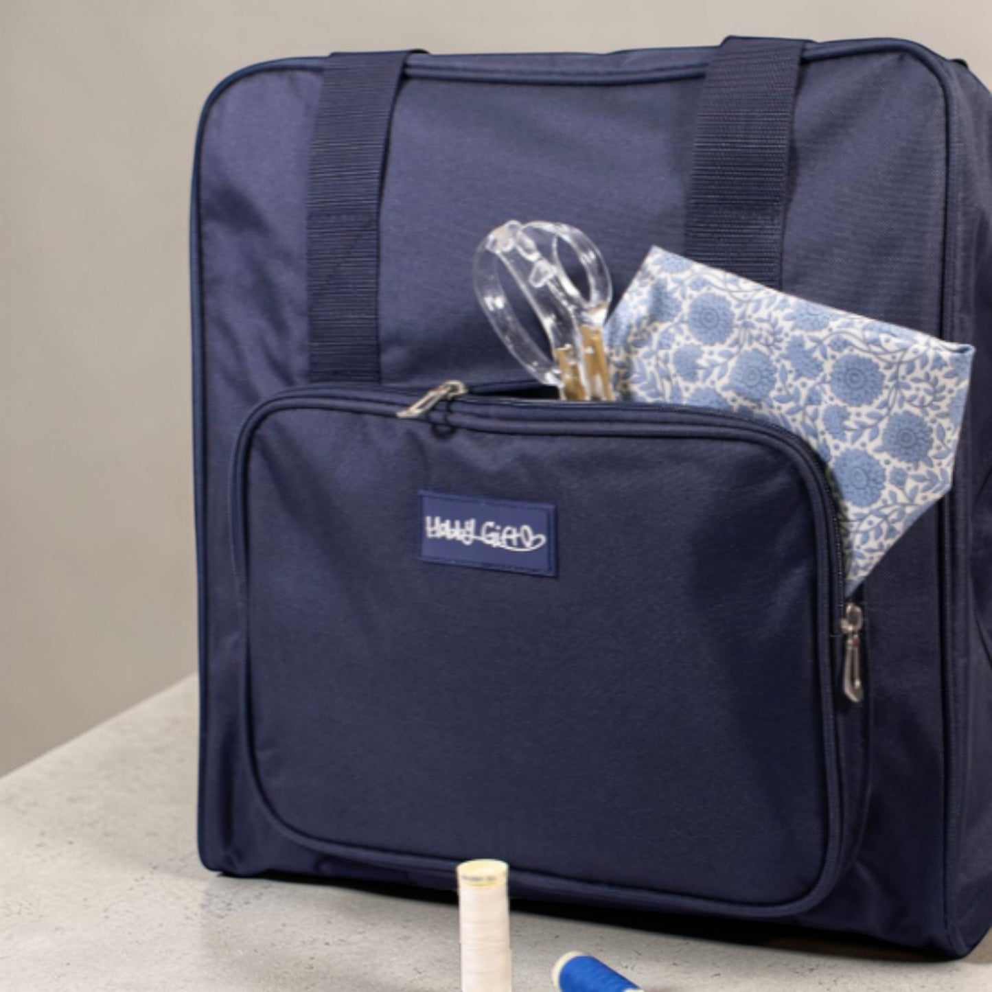 Navy Overlocker Bag – Durable Sewing Machine Storage Case with Pocket & Trolley Sleeve (Copy)