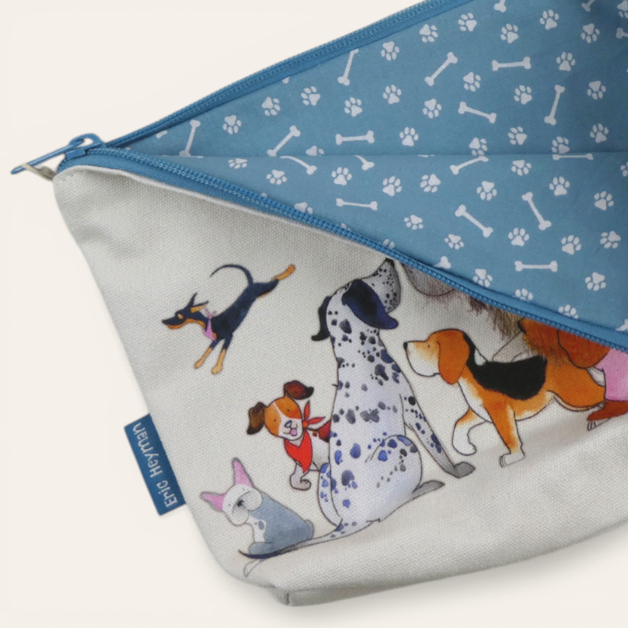 Zipped Pouch - Paw Club by Emma Ball. Craft Storage case