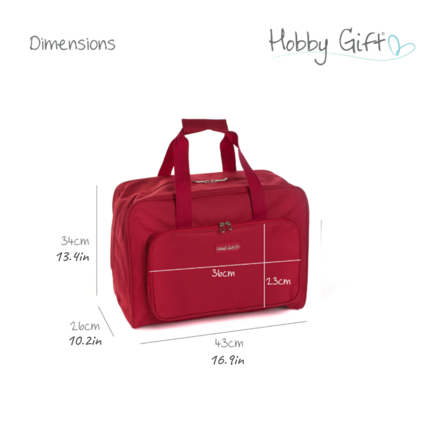Red Sewing Machine Carry Case Bag – Padded Storage with Front Pocket – Heavy Duty Polyester