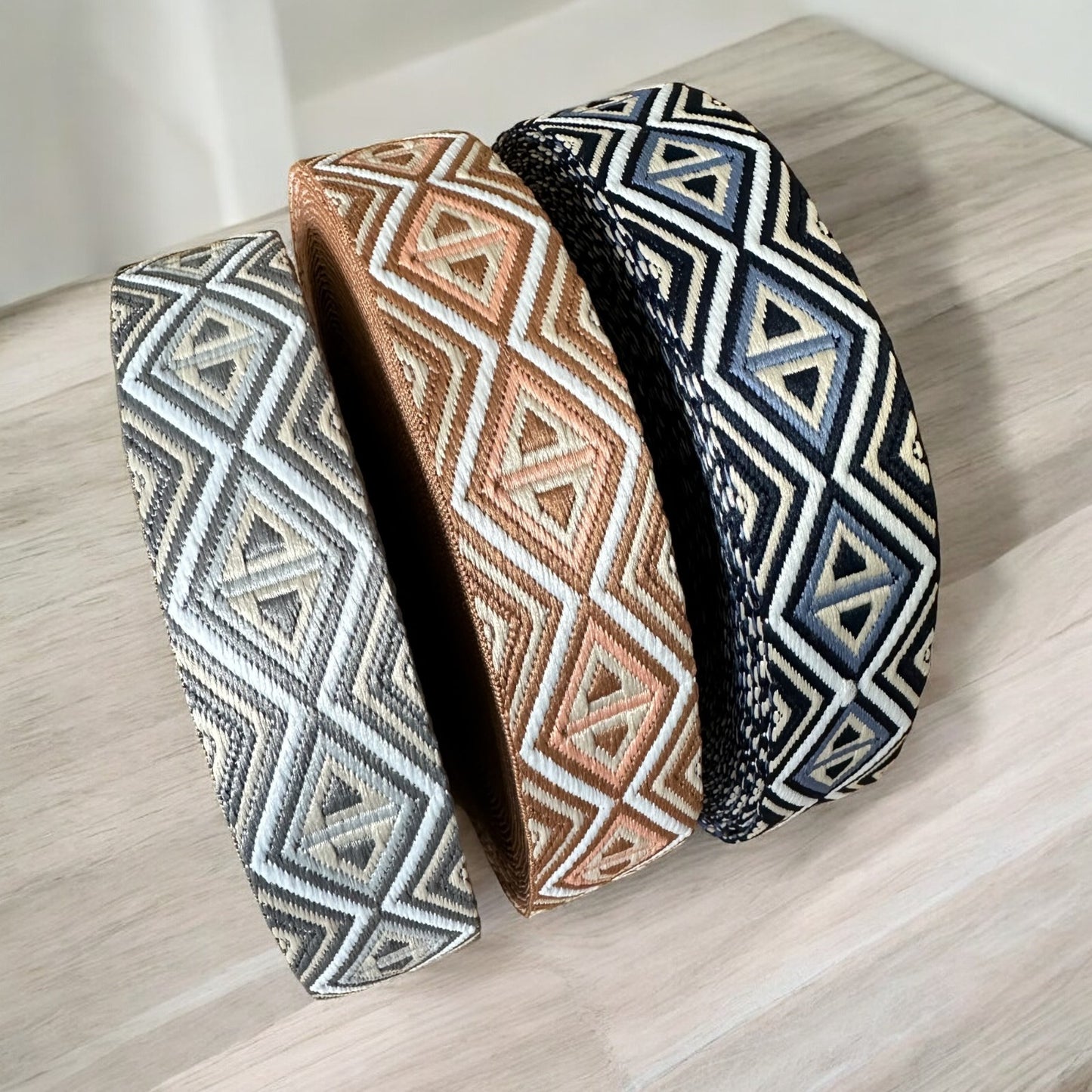 Rhombus 38mm Webbing - Woven Bag Handle Trim - 4 Colours - 3m Lengths