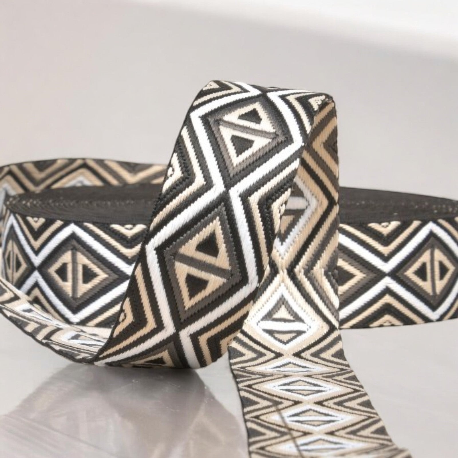 Rhombus 38mm Webbing - Woven Bag Handle Trim - 4 Colours - 3m Lengths