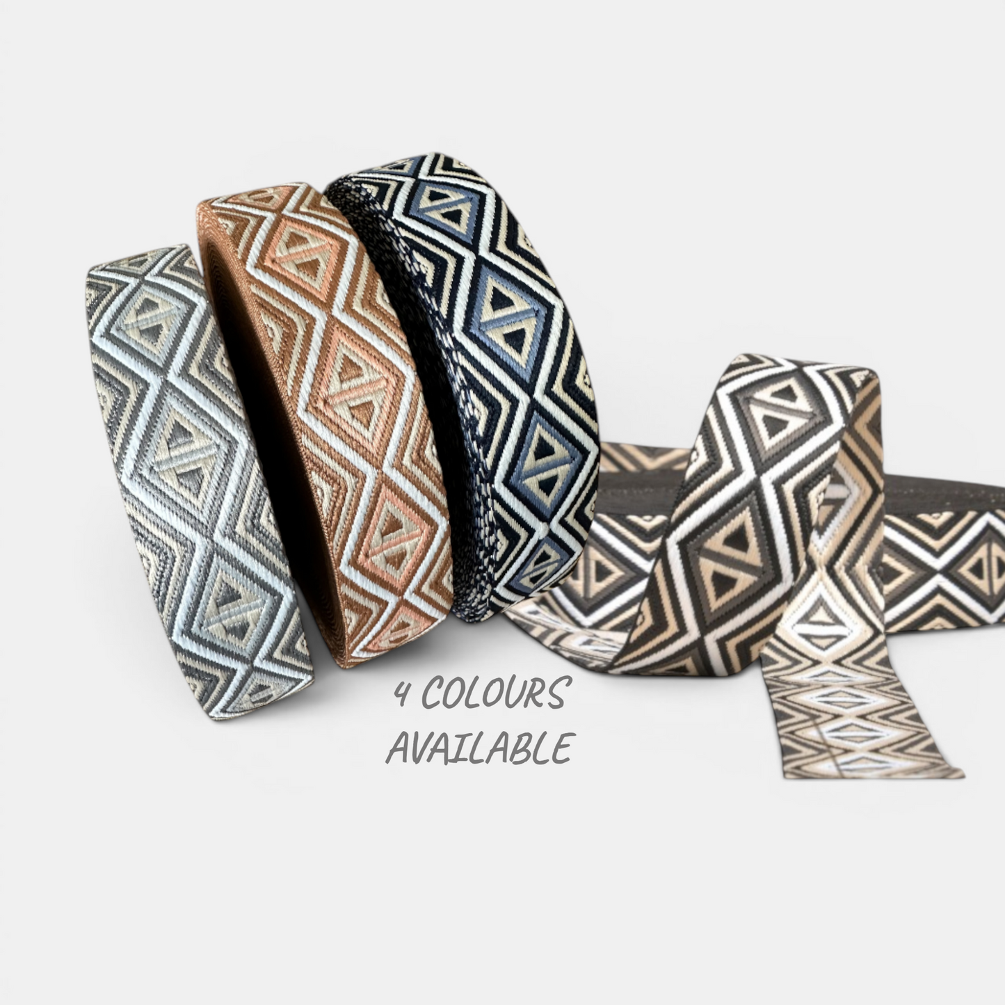 Rhombus 38mm Webbing - Woven Bag Handle Trim - 4 Colours - 3m Lengths